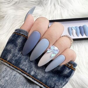 Blue Bow 🎀 Custom Press On Nails | High Quality Nails | Handmade